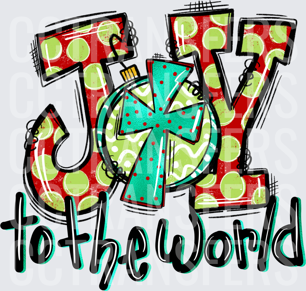 Joy to the World Polka Dot Cross Christmas Ornament (DTF)