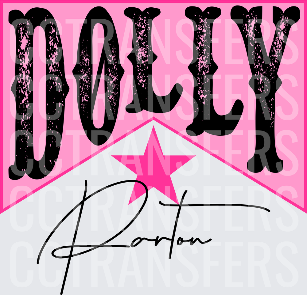 Dolly Parton Bold Western Pink Star Signature Design (DTF)