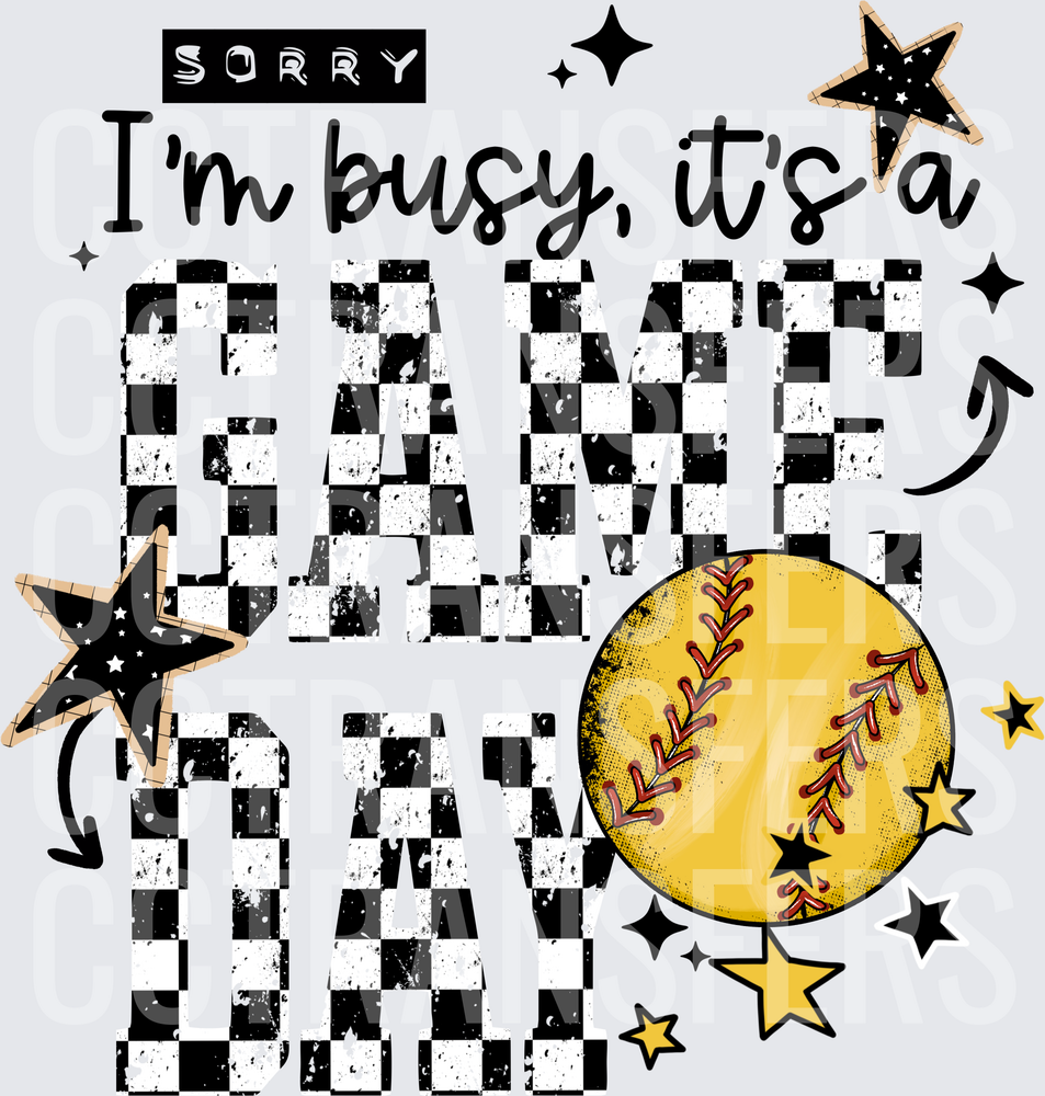 Sorry I'm Busy It's A Game Day Softball Checkered (DTF)