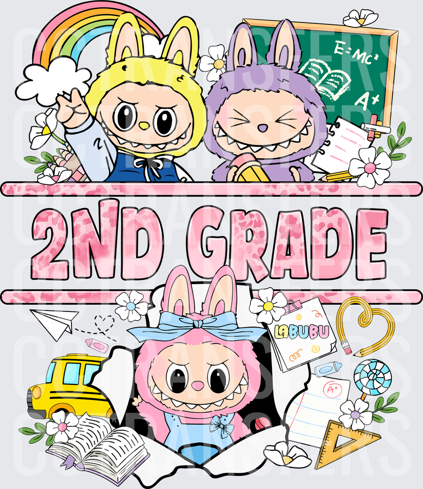 Cute Bunny Monster Trio 2nd Grade Back to School (DTF)