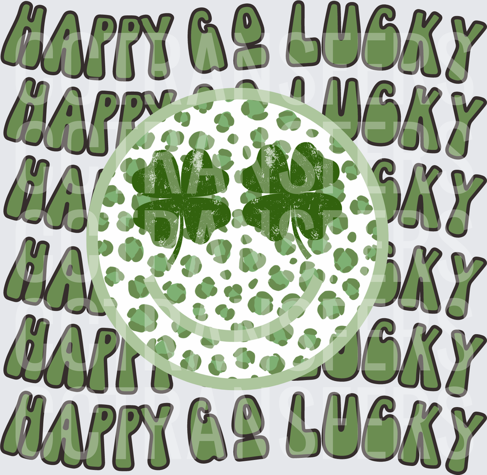 Happy Go Lucky St. Patrick's Day Smiley Shamrock (DTF)
