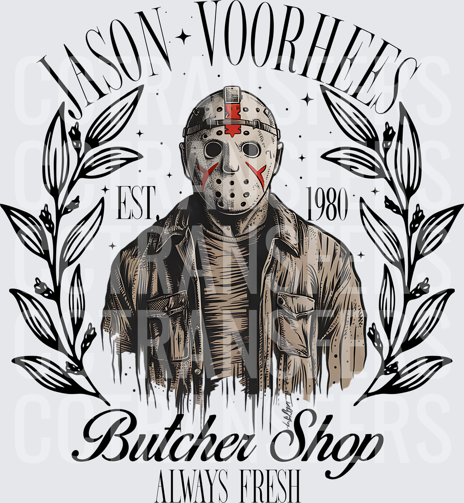 Jason Voorhees Butcher Shop Est 1980 Horror (DTF)