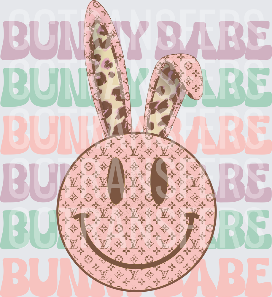 Bunny Babe Smiley Face Luxury Monogram Easter (DTF)