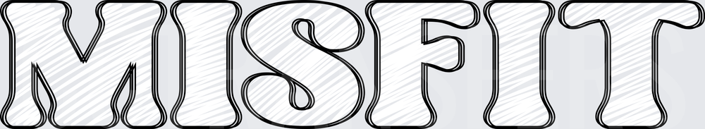 Bold Retro Outlined MISFIT Block Letter Text (DTF)