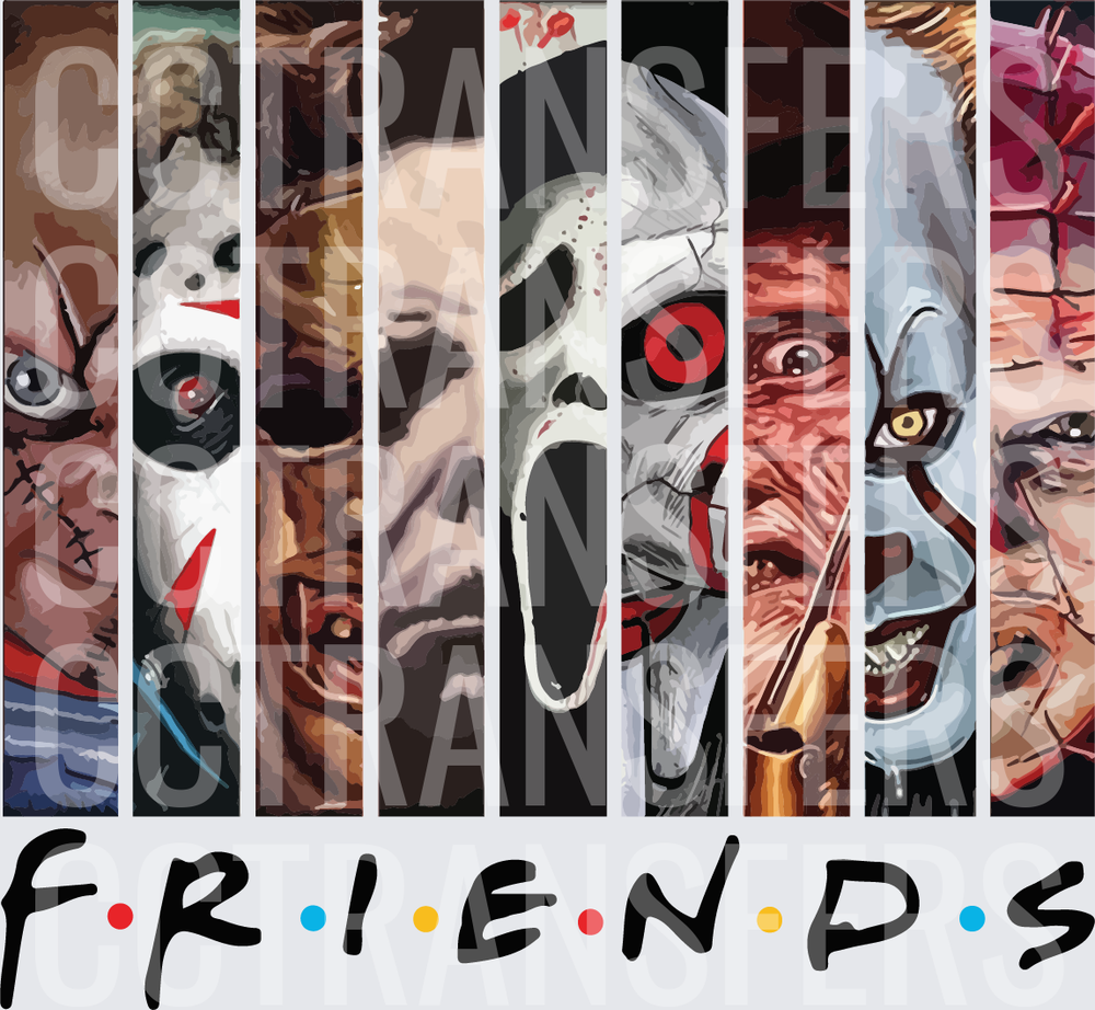 Horror Icons Friends TV Show Logo Parody Mashup (DTF)