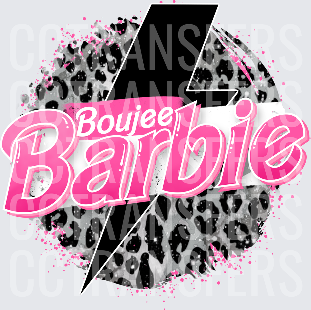 Boujee Barbie Pink Lightning Bolt Leopard Print (DTF)