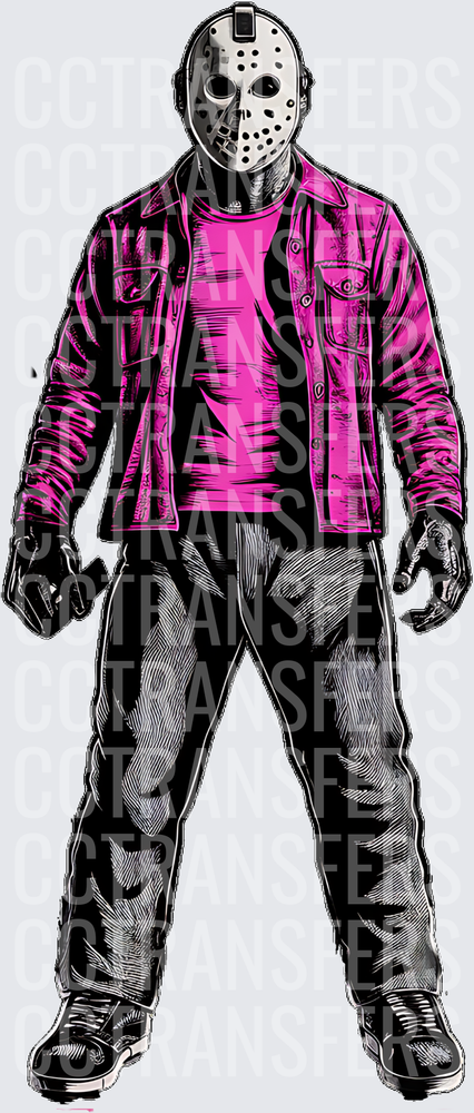 Pink Horror Masked Slasher Full Body Illustration (DTF)