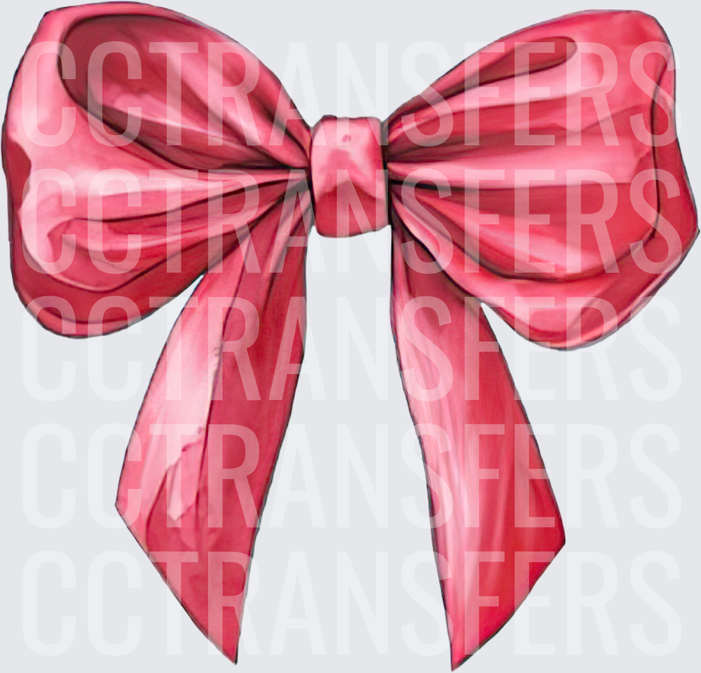 Watercolor Pink Satin Ribbon Bow (DTF)