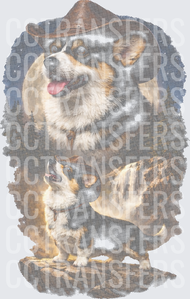 Happy Corgi Dog with Tongue Out Double Exposure (DTF)