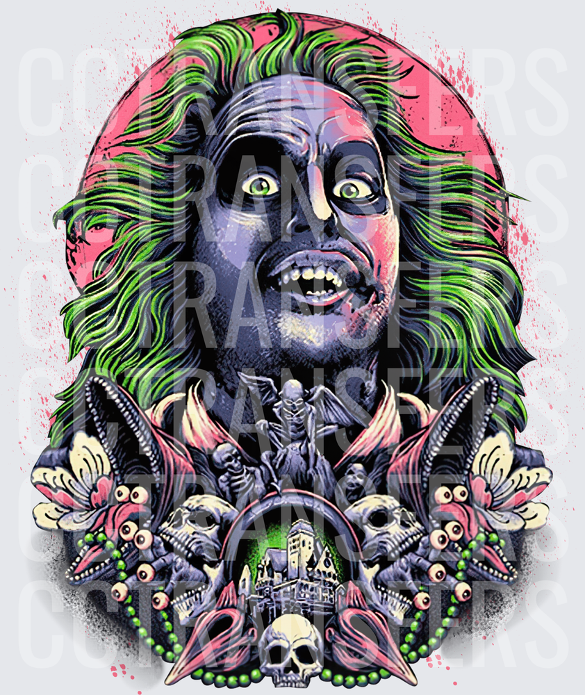 Crazed Ghost Trickster Skull Horror Collage (DTF)