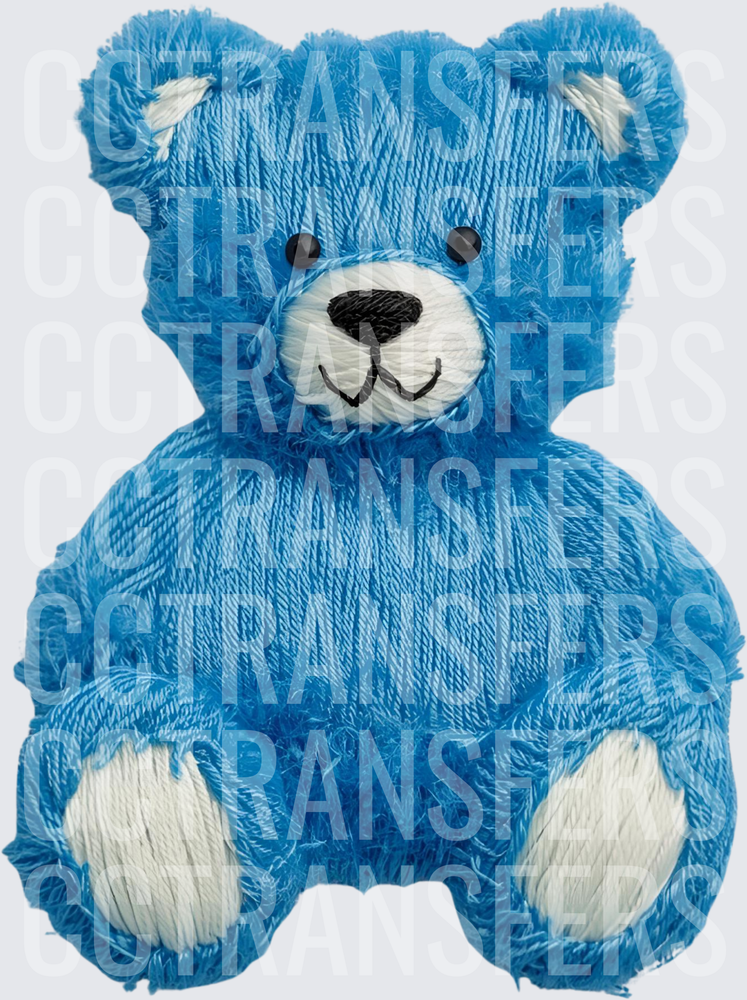 Blue Yarn Embroidered Teddy Bear (DTF)