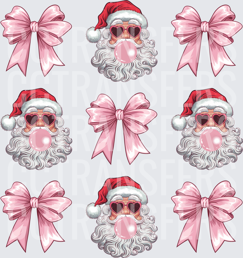Pink Bow Bundle Sassy Santa Bubblegum Heart Sunglasses (DTF)