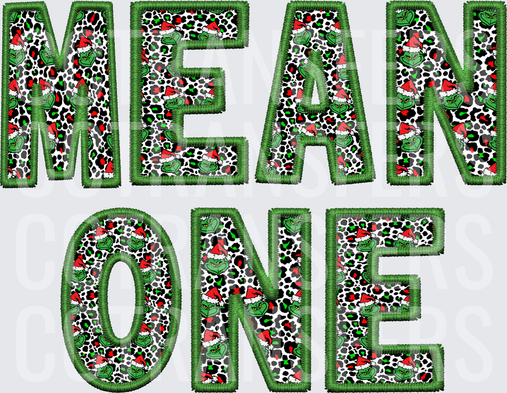 Mean One G-Man Leopard Print Embroidery Letters (DTF)