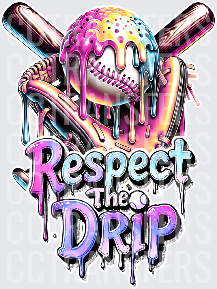 Respect The Drip Softball Dripping Neon Bats Glove (DTF)