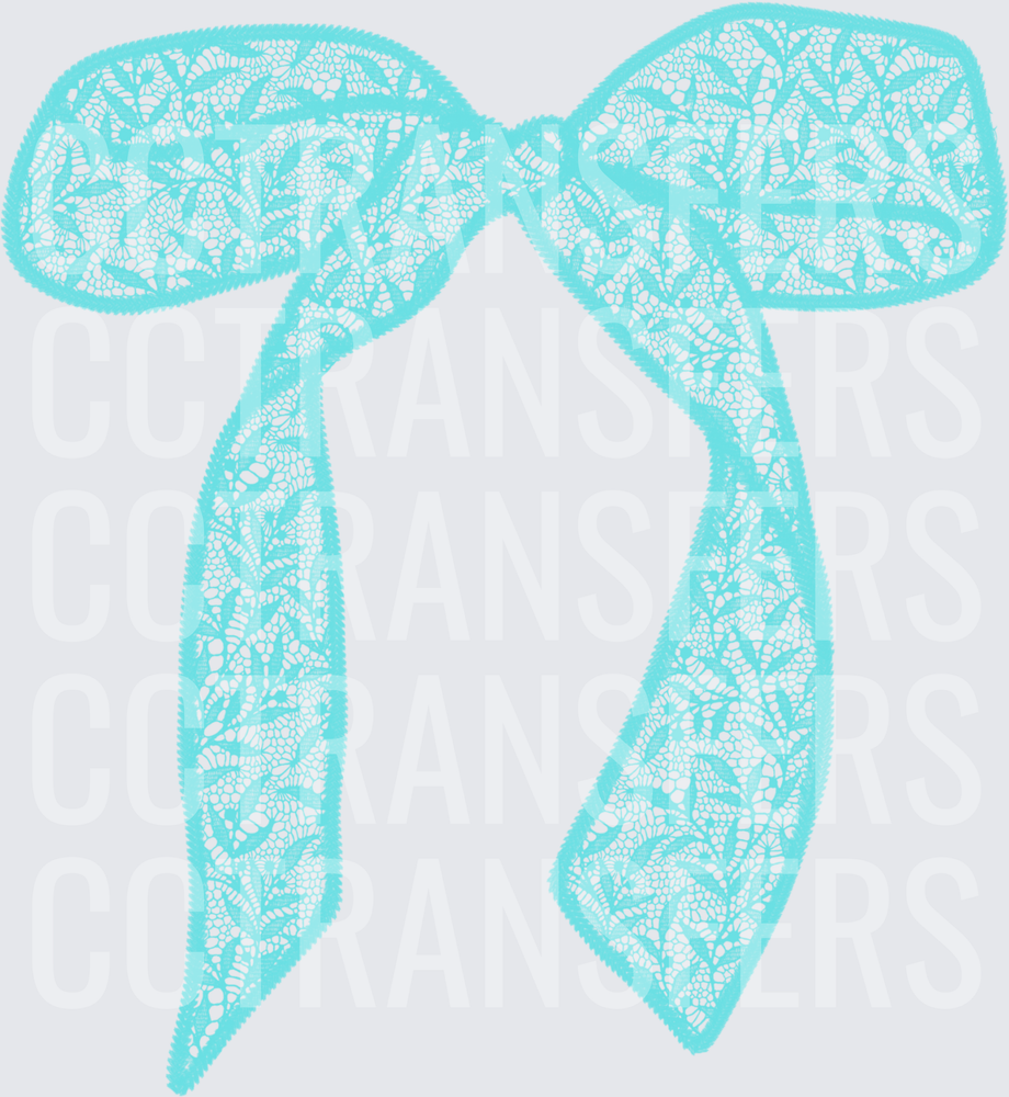 Aqua Lace Floral Bow with Trailing Ribbons (DTF)