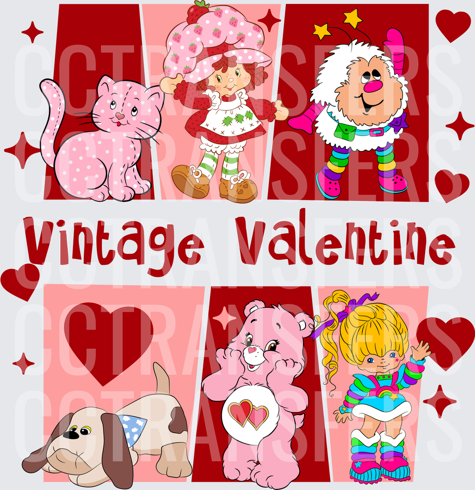 Vintage Valentine Retro 80s Cartoon Characters (DTF)