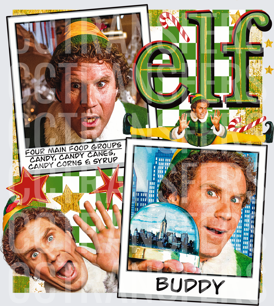 Buddy the Elf Four Main Food Groups Christmas Collage (DTF)
