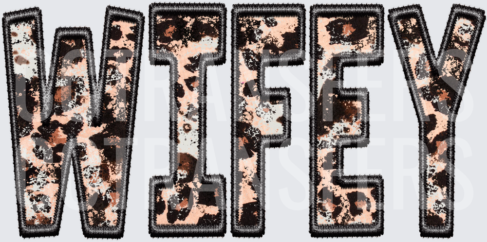 Wifey Leopard Print Embroidered Patch Style Letters (DTF)
