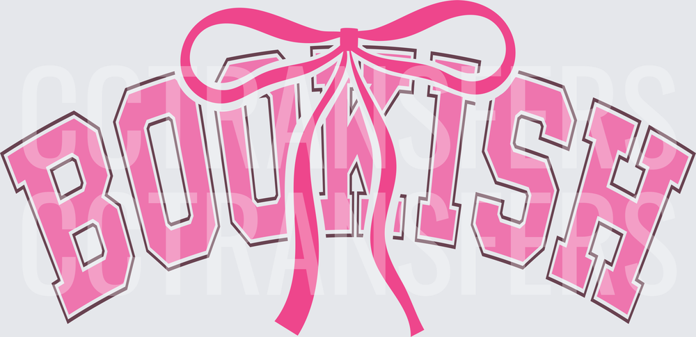Bookish Varsity Arch Letters Pink Bow (DTF)