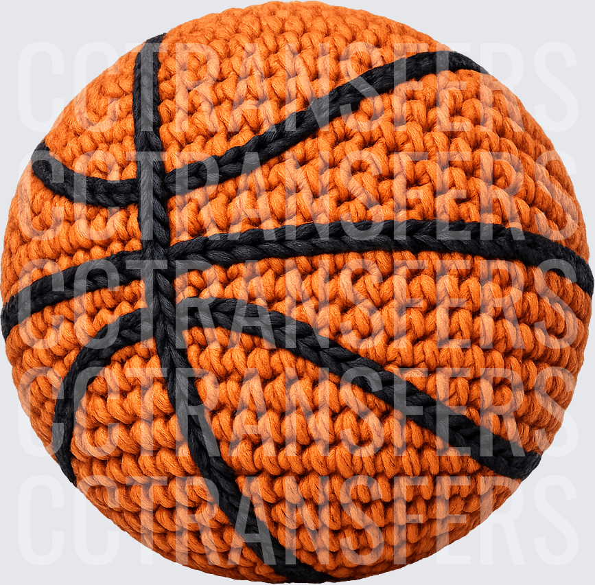 Crocheted Orange Basketball Knit Texture Design (DTF)