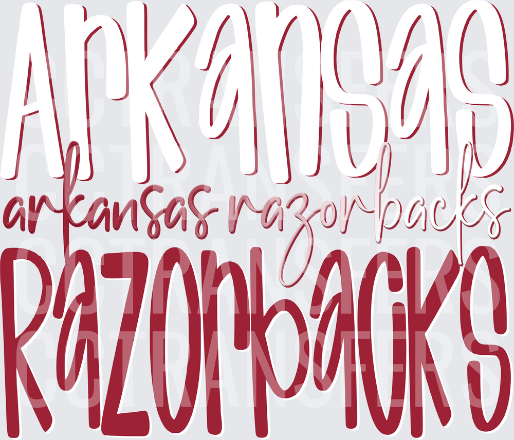 Arkansas Razorbacks Multi-Font Layered Typography (DTF)