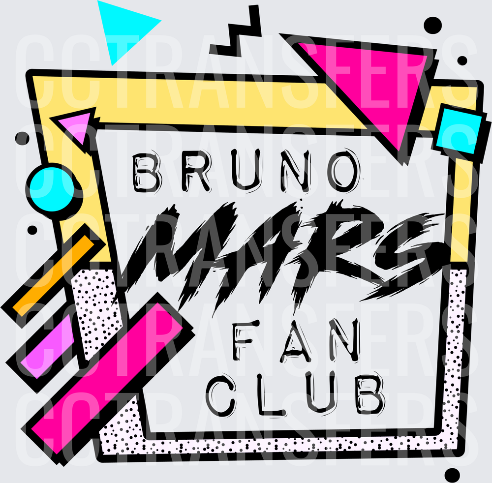 Bruno Mars Fan Club Retro 80s Geometric Design (DTF)