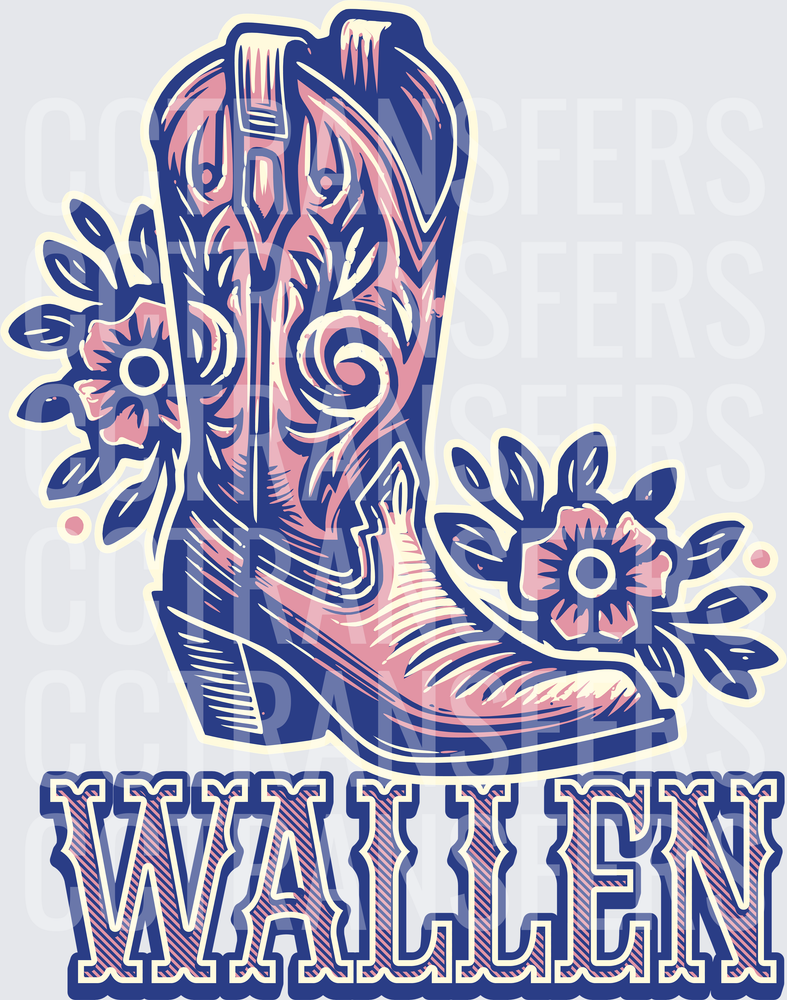 Wallen Floral Cowboy Boot Western Country Design (DTF)