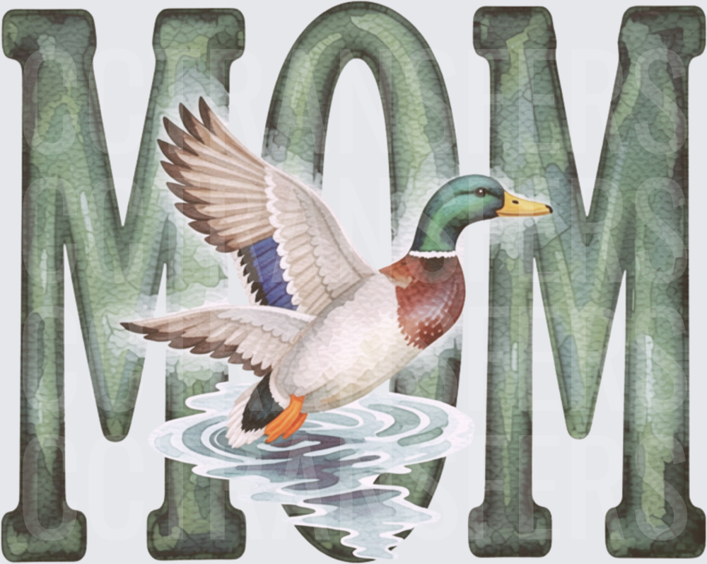 MOM Mallard Duck Landing on Water Camo Letters (DTF)