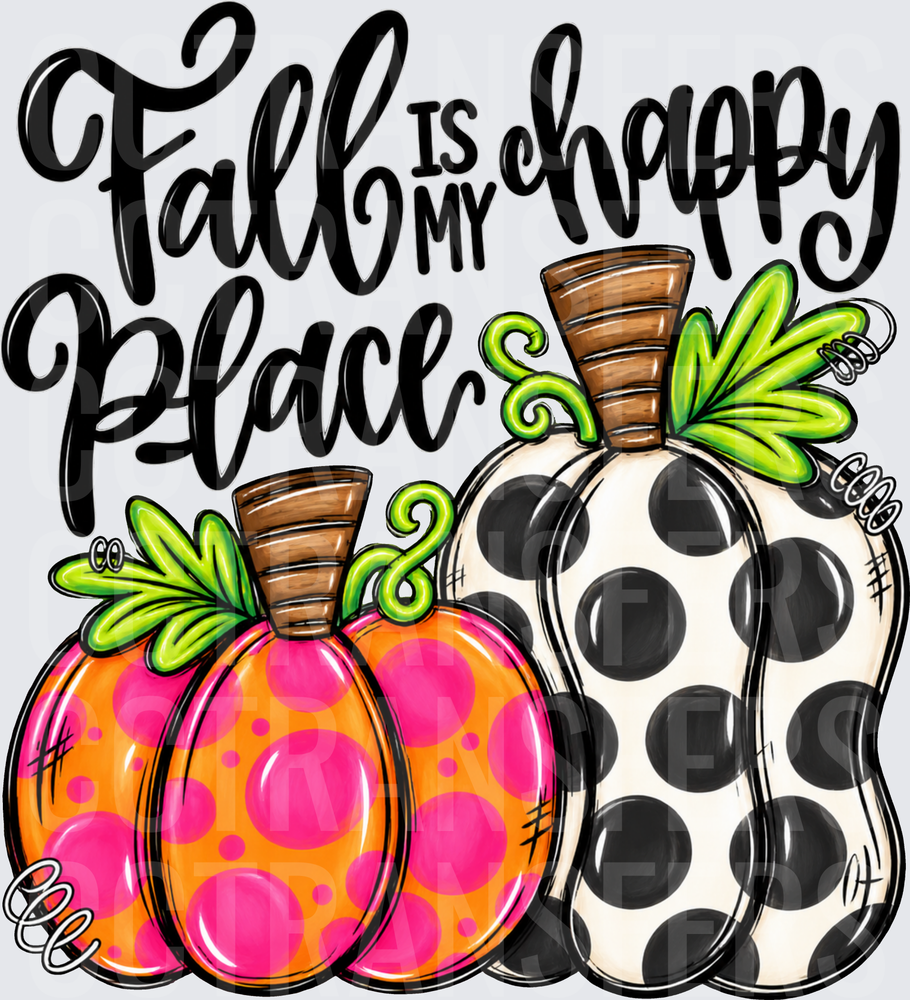 Fall Is My Happy Place Polka Dot Pumpkins (DTF)