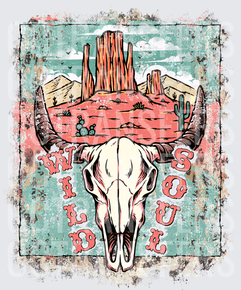 Wild Soul Bull Skull Desert Southwest Landscape (DTF)