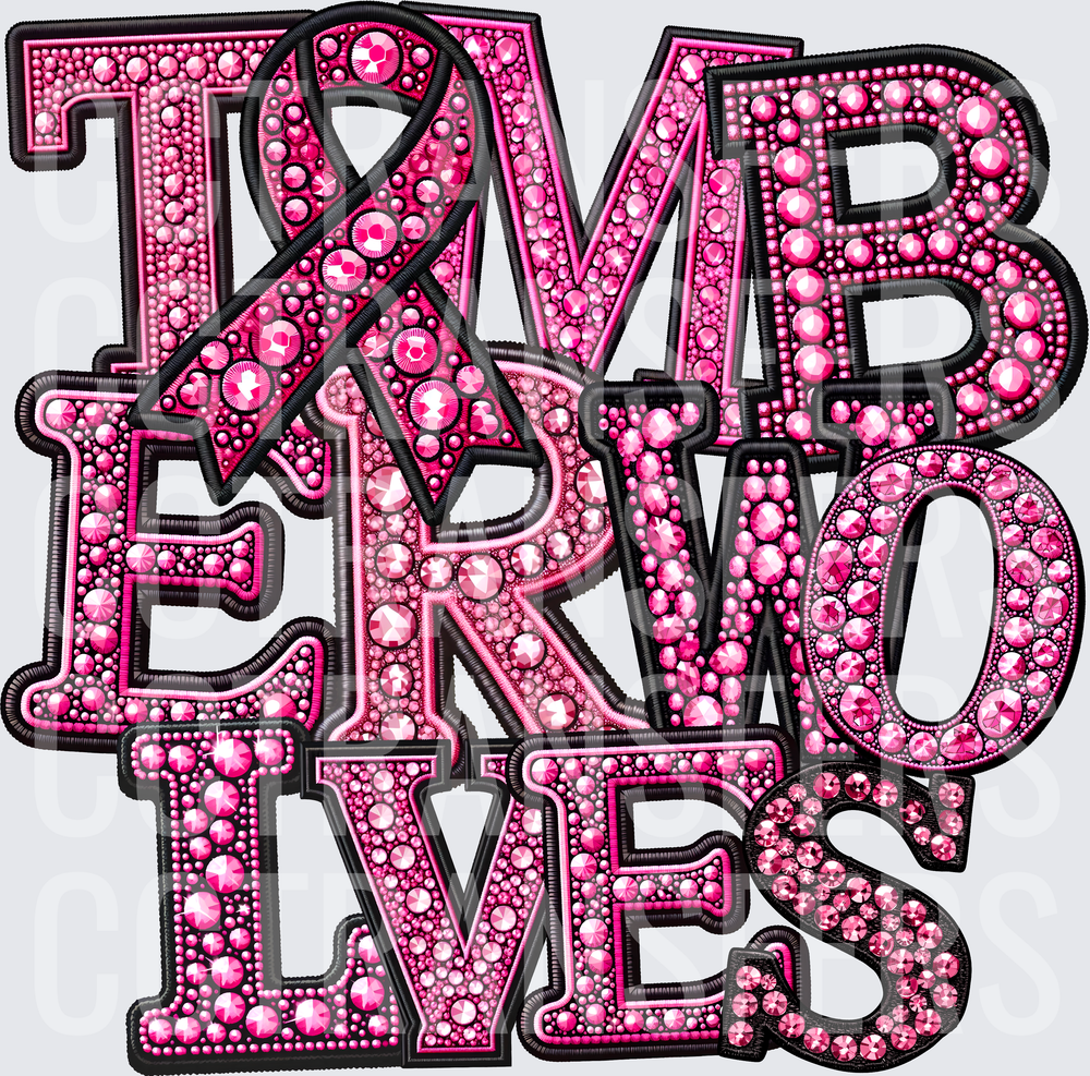 Tomb Brawo Ives Pink Rhinestone Awareness Ribbon (DTF)