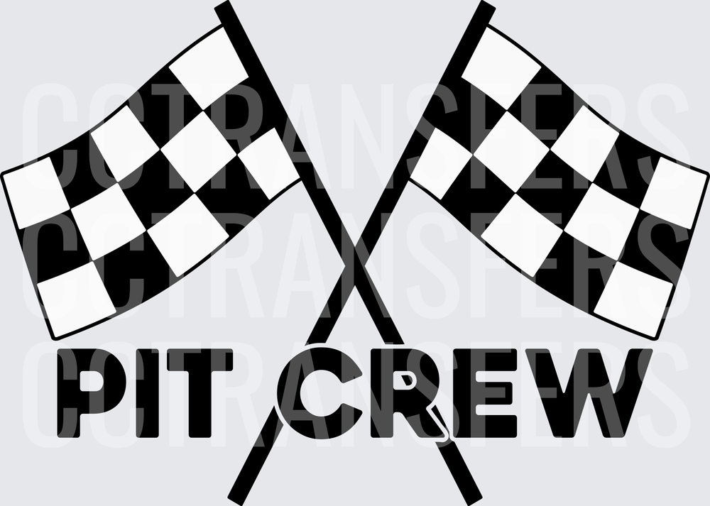 Crossed Checkered Racing Flags Pit Crew (DTF)