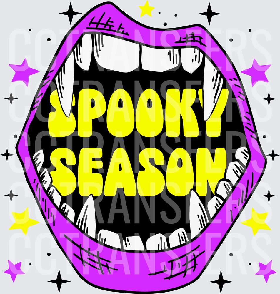 Spooky Season Vampire Mouth Purple Lips Stars (DTF)
