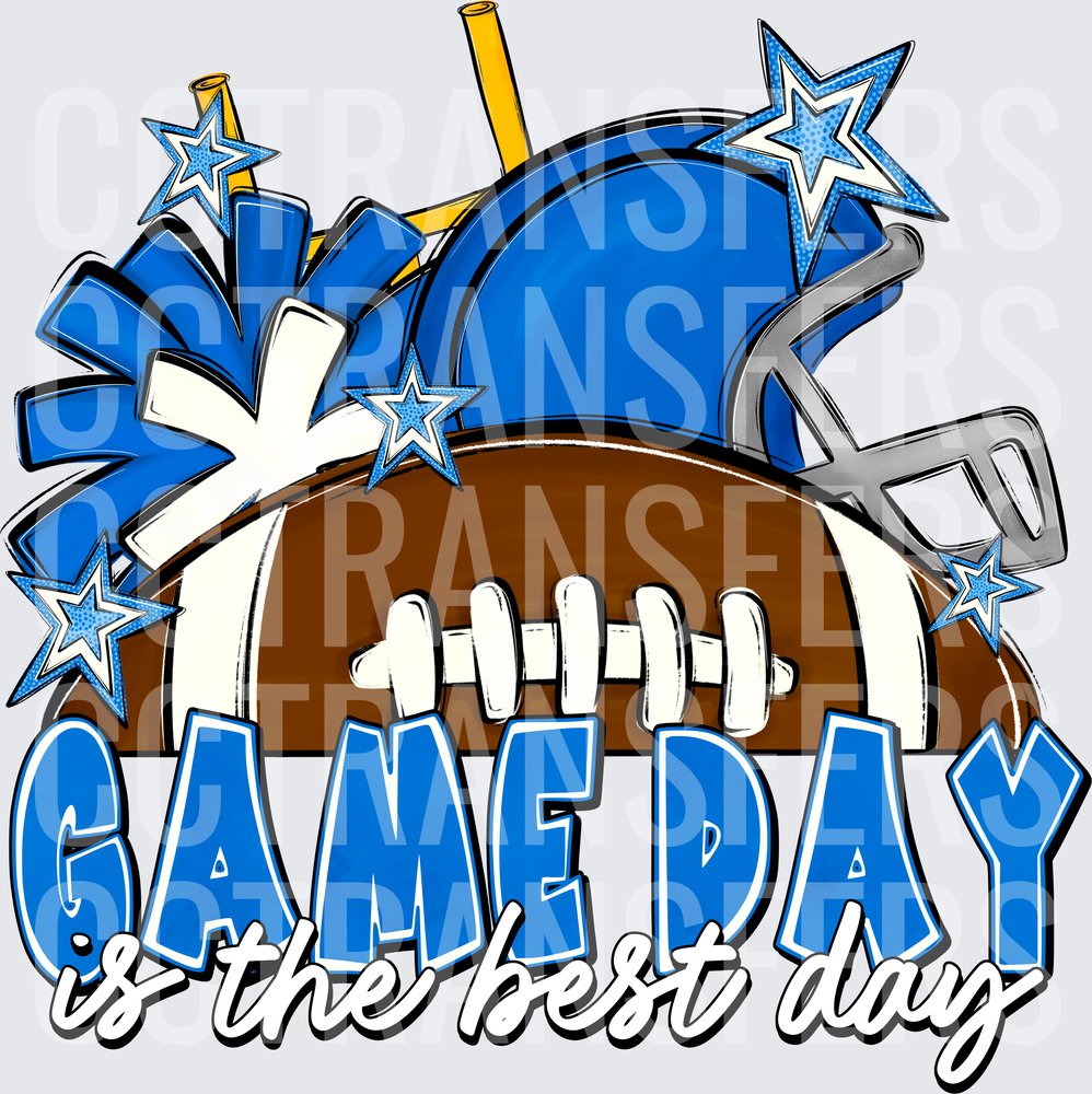 Game Day Is The Best Day Blue Football Helmet Stars (DTF)