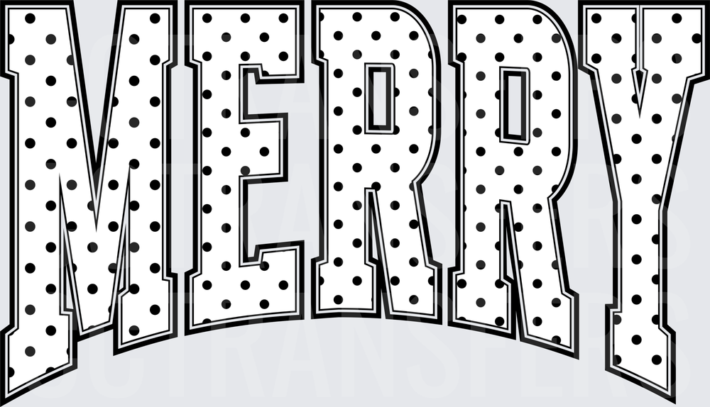 Merry Polka Dot Bold Varsity Arch Letters (DTF)