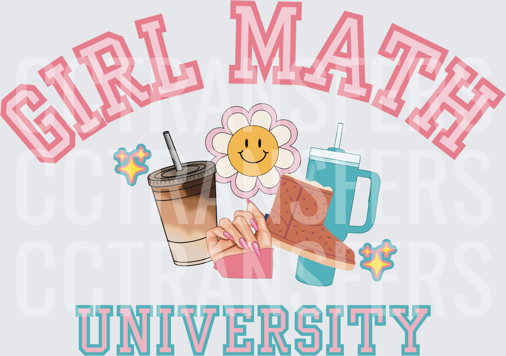 Girl Math University Iced Coffee Tumbler Boot Floral DTF
