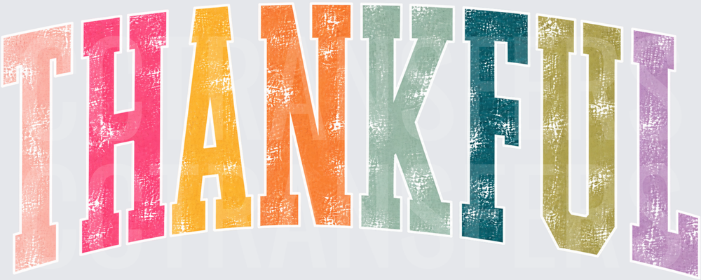 Thankful Arched Multicolor Distressed Varsity Letters (DTF)