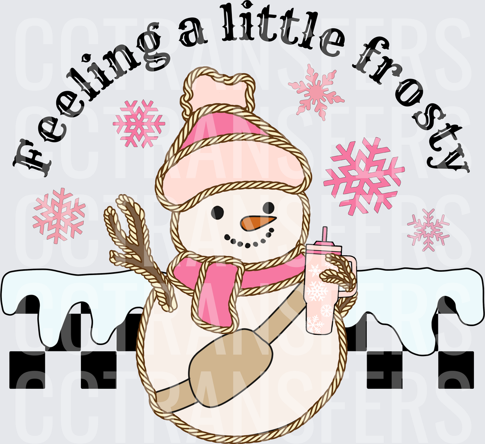 Feeling a Little Frosty Pink Snowman Stanley Cup (DTF)