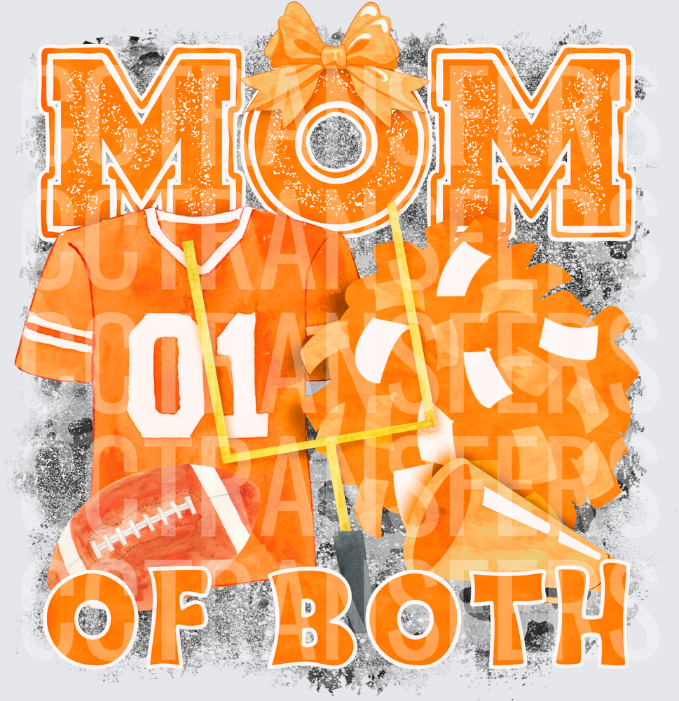 Mom Of Both Football And Cheer Orange Watercolor (DTF)