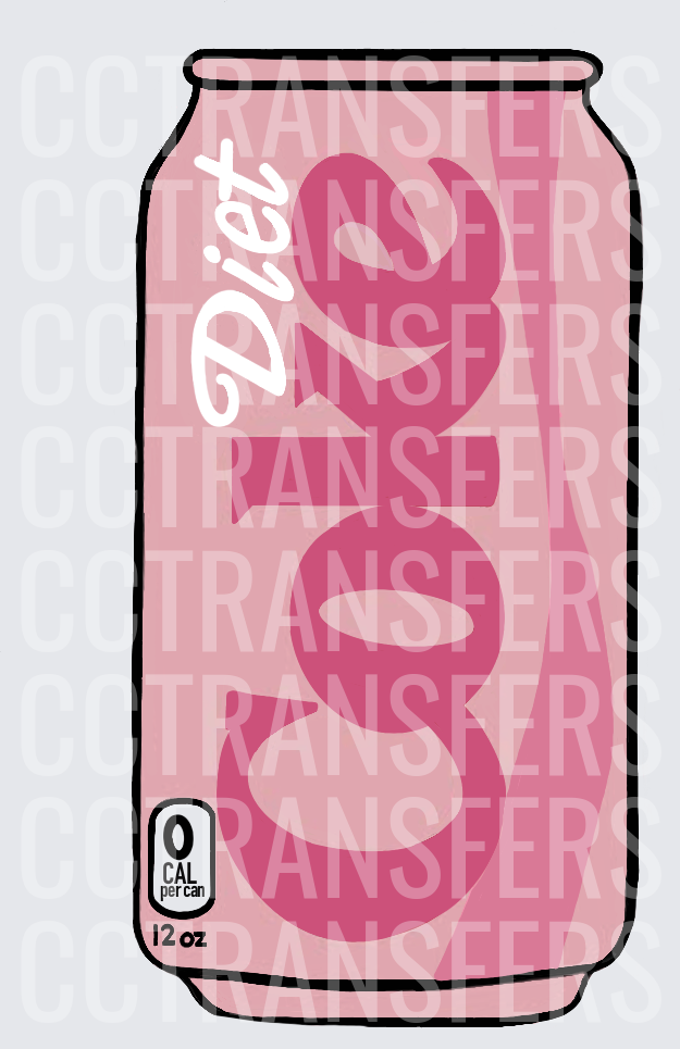 Pink Illustrated Soda Can 0 Cal 12oz Cartoon Style (DTF)