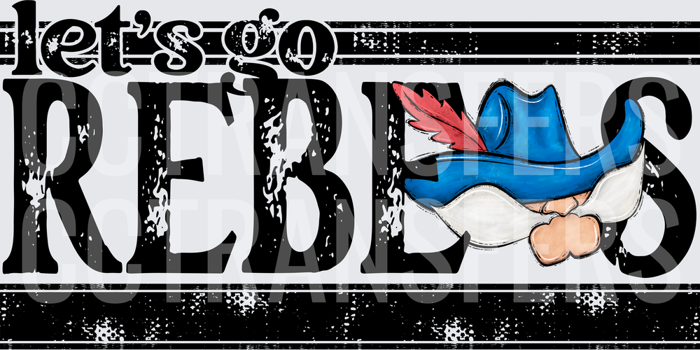 Let's Go Rebels Gnome Blue Hat Red Feather Distressed (DTF)