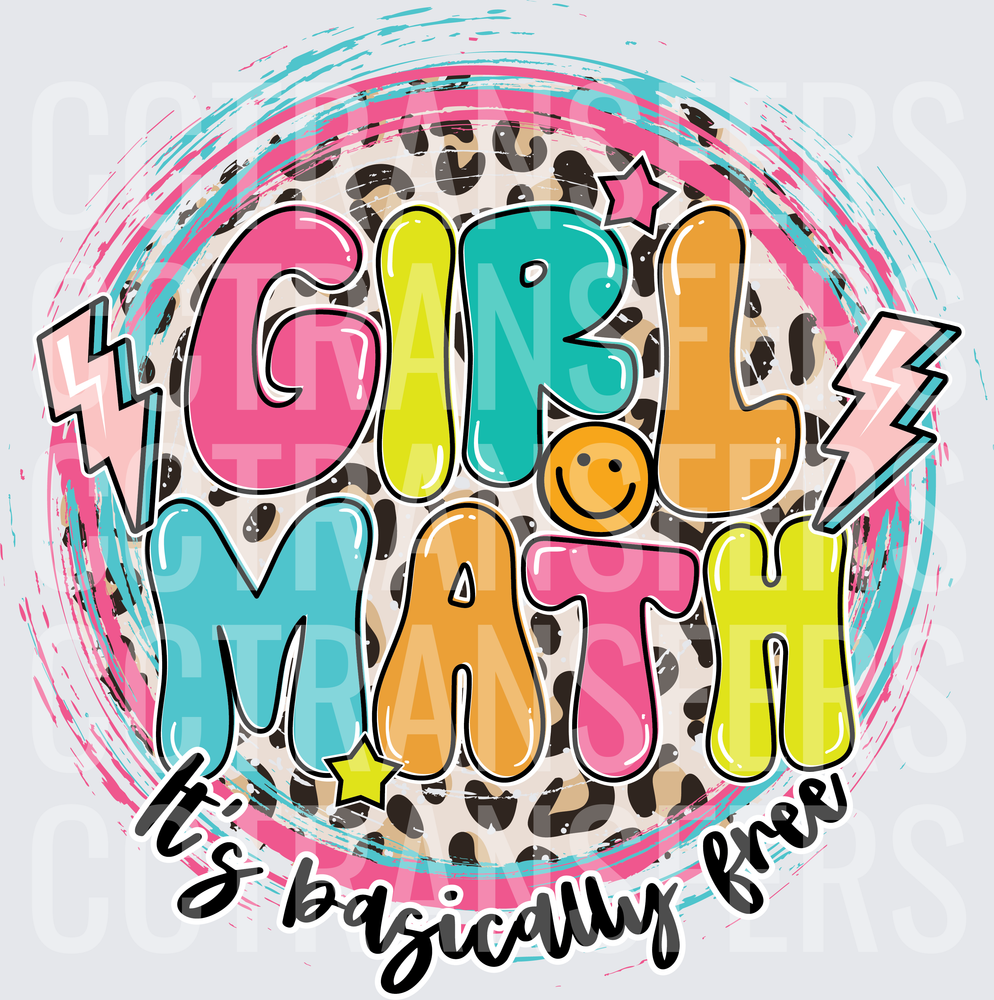 Girl Math It's Basically Free Leopard Bolt (DTF)