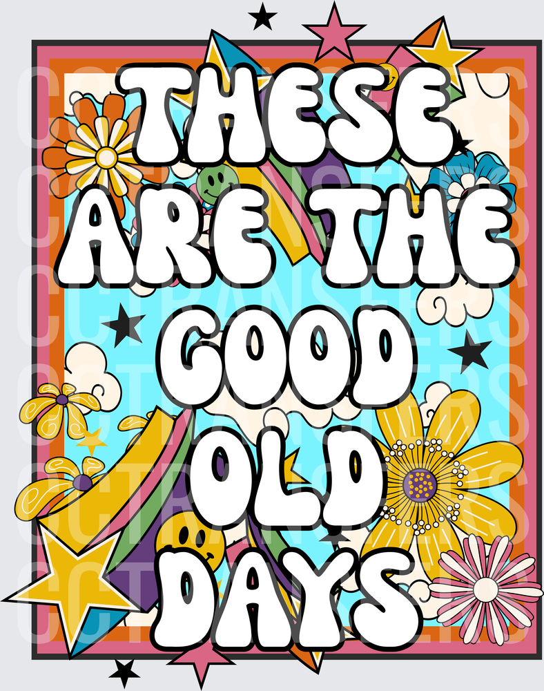 These Are The Good Old Days Retro Groovy Floral (DTF)