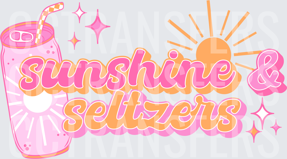 Sunshine & Seltzers Pink Seltzer Can Summer Sun (DTF)