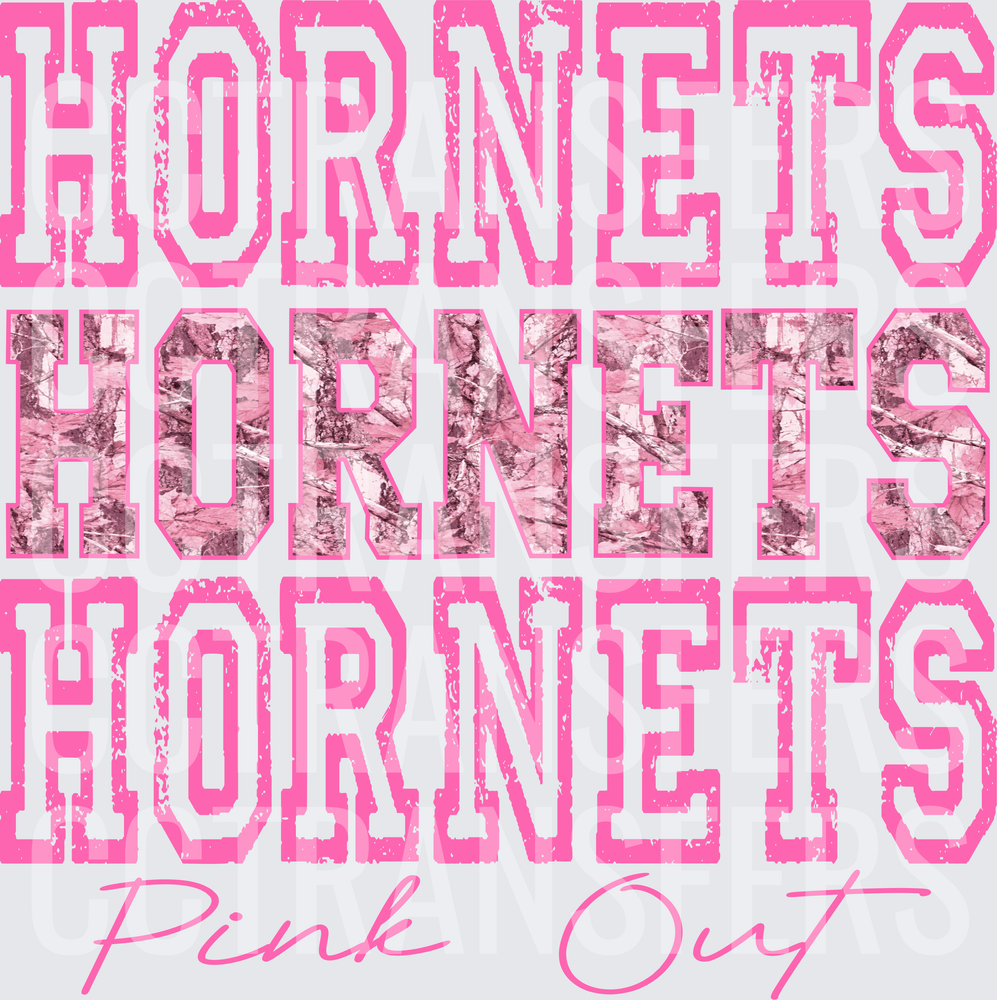 Hornets Pink Out Triple Stack Pink Camo Distressed (DTF)