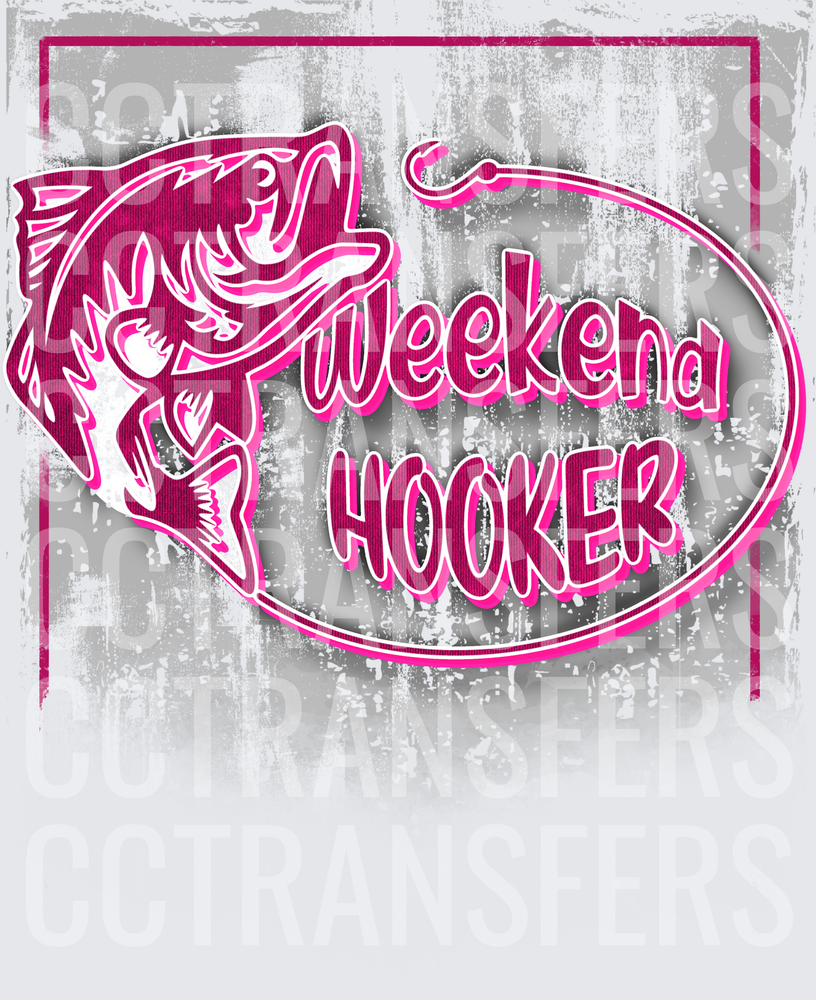 Weekend Hooker Bass Fish Grunge Oval Design (DTF)