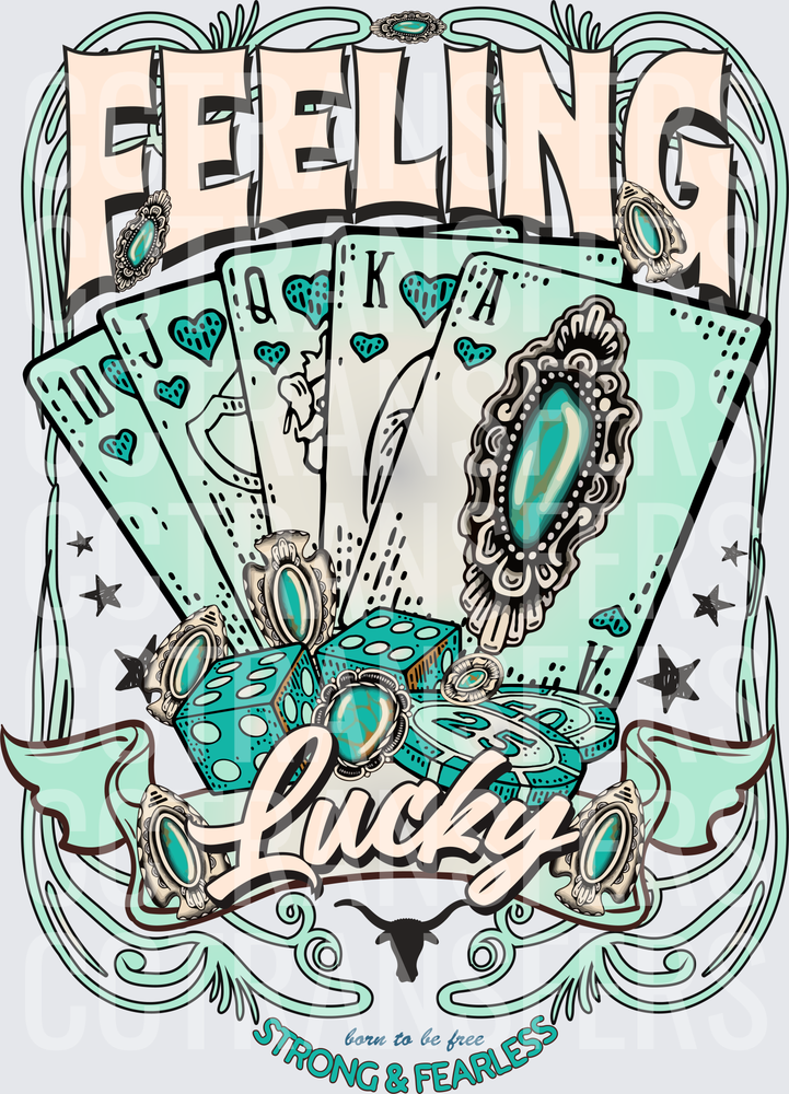 Feeling Lucky Strong & Fearless Western Turquoise Cards Dice (DTF)