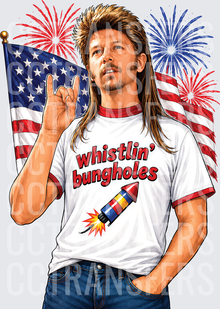 Whistlin' Bungholes Mullet Guy Fourth of July (DTF)