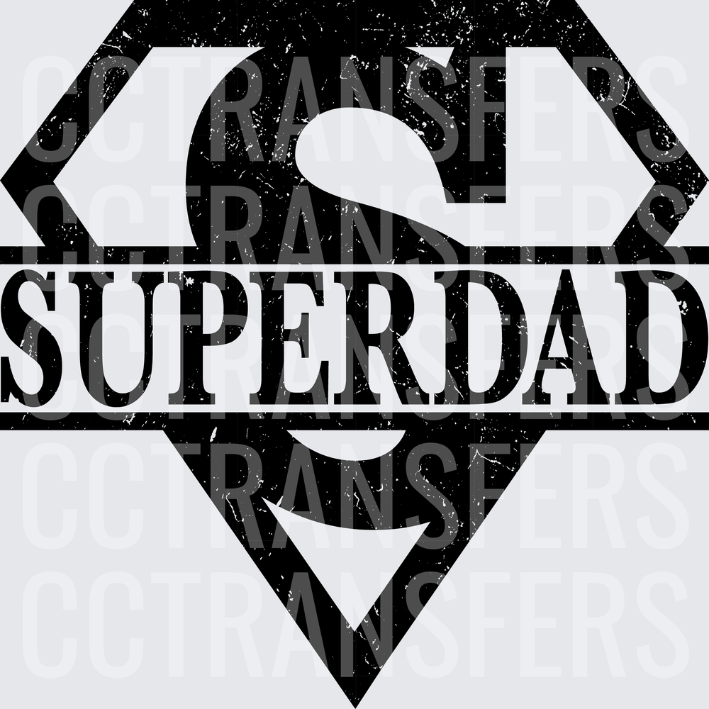 Distressed Superdad Super Hero Shield Logo (DTF)