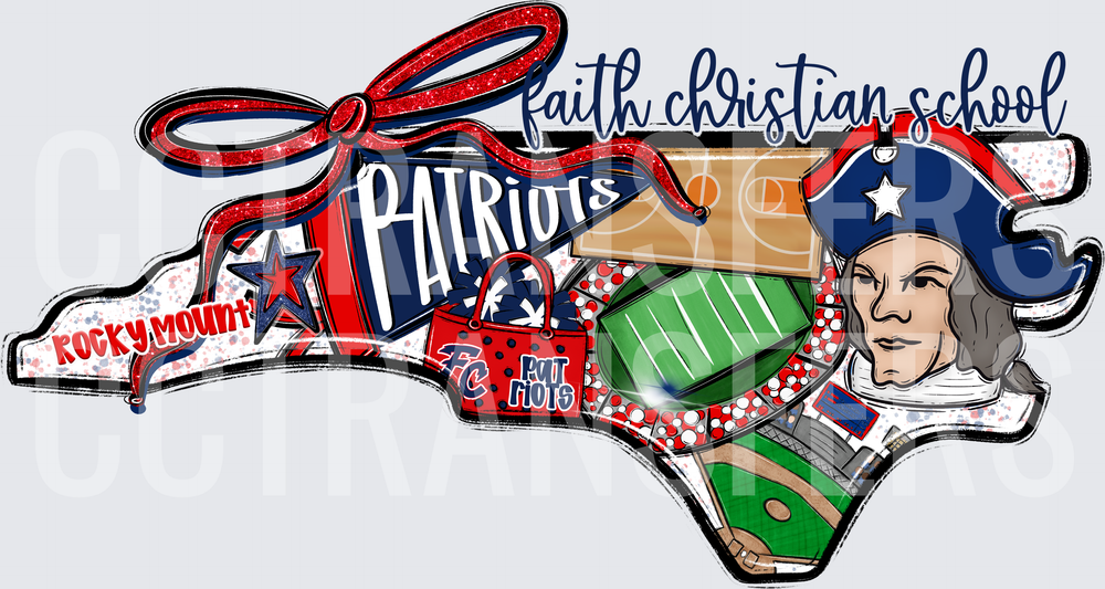 Faith Christian School Patriots Rocky Mount NC State Shape DTF